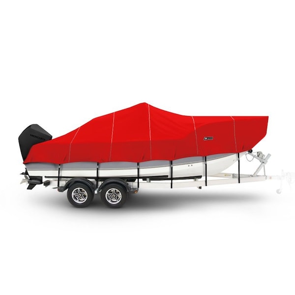 Eevelle Boat Cover BAY BOAT Rounded Bow, Center Console, Outboard Fits 21ft 6in L up to 96in W Red SFCCBR2196B-RED - main